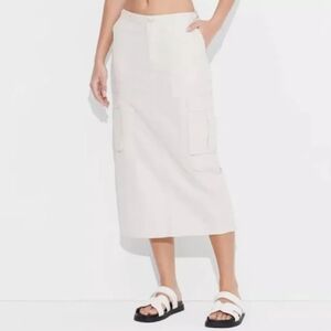 Wild Fable Light Beige Cargo Midi Maxi Skirt Size - Medium